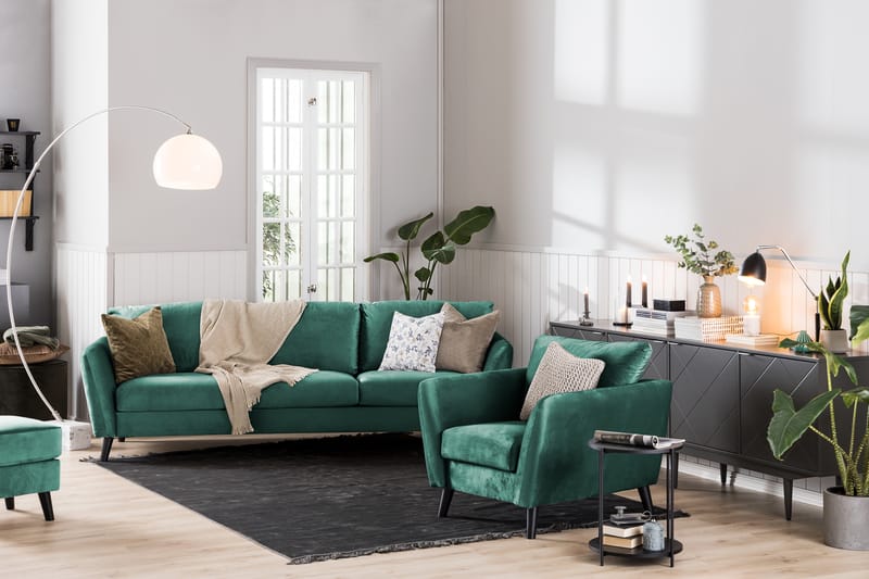 Trend 2-seters Fløyelssofa - Grønn - Møbler - Sofaer - Fløyel sofaer