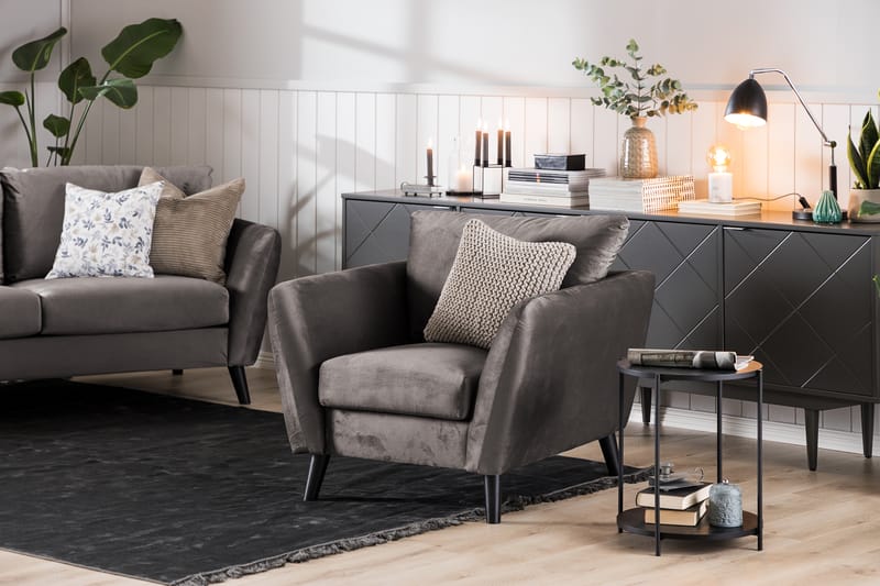 Trend 2-seters Fløyelssofa - Mørk grå - Møbler - Sofaer - Fløyel sofaer