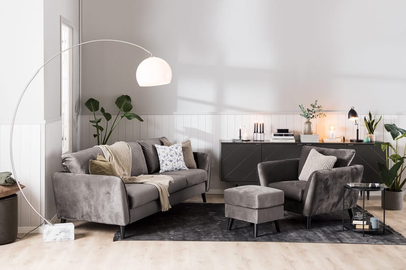 Trend 2-seters Fløyelssofa - Mørkegrå - Møbler - Sofaer - Fløyel sofaer