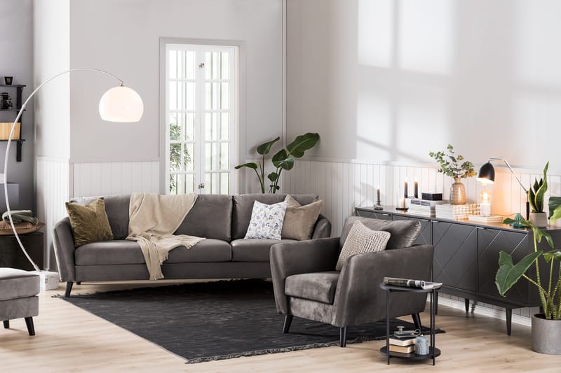 Trend 2-seters Fløyelssofa - Mørkegrå - Møbler - Sofaer - Fløyel sofaer