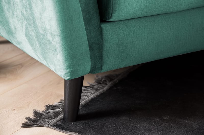 Trend 3-seter Rektangulær Fløyelssofa med Buede Armlener - Grønn - Møbler - Sofaer - Fløyel sofaer