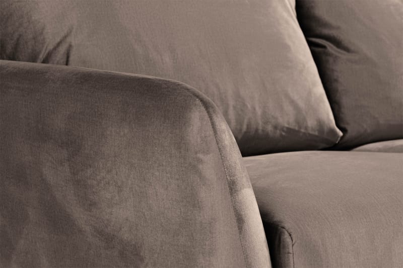 Trend 3-seter Rektangulær Fløyelssofa med Buede Armlener - Taupe - Møbler - Sofaer - Fløyel sofaer