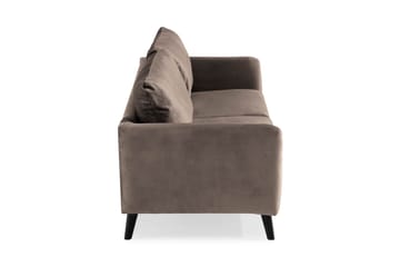 Trend 3-seter Rektangulær Fløyelssofa med Buede Armlener - Taupe - Møbler - Sofaer - Fløyel sofaer