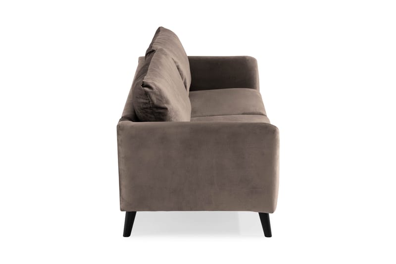 Trend 3-seter Rektangulær Fløyelssofa med Buede Armlener - Taupe - Møbler - Sofaer - Fløyel sofaer