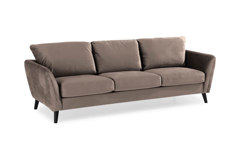 Trend 3-seter Rektangulær Fløyelssofa med Buede Armlener - Taupe - Møbler - Sofaer - Fløyel sofaer