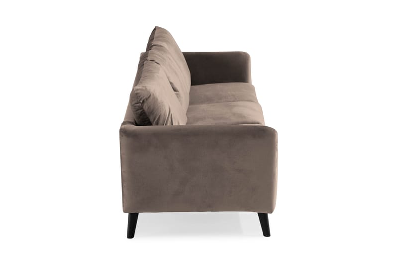 Trend 3-seter Rektangulær Fløyelssofa med Buede Armlener - Taupe - Møbler - Sofaer - Fløyel sofaer