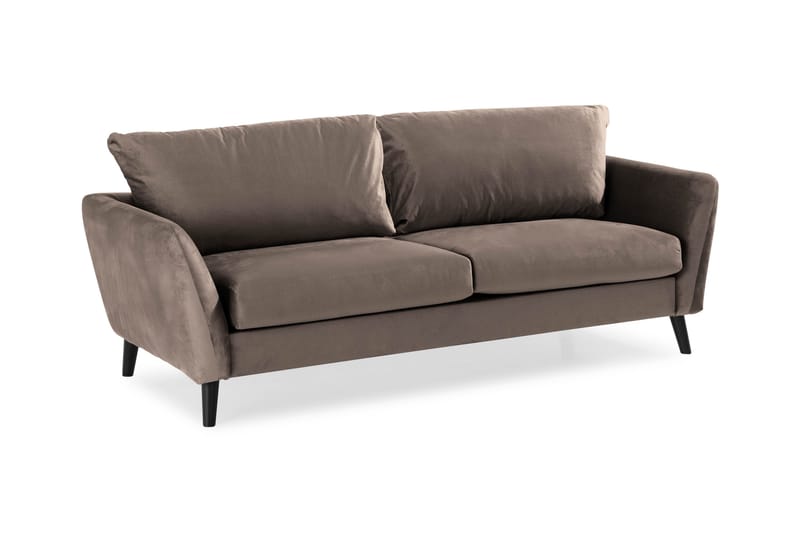 Trend 3-seter Rektangulær Fløyelssofa med Buede Armlener - Taupe - Møbler - Sofaer - Fløyel sofaer