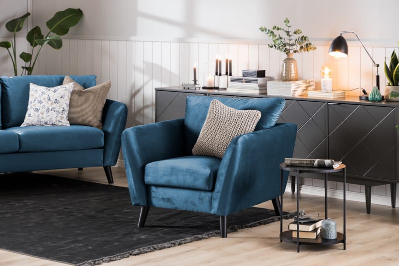 Trend 3-seters Fløyelssofa - Blå - Møbler - Sofaer - Fløyel sofaer