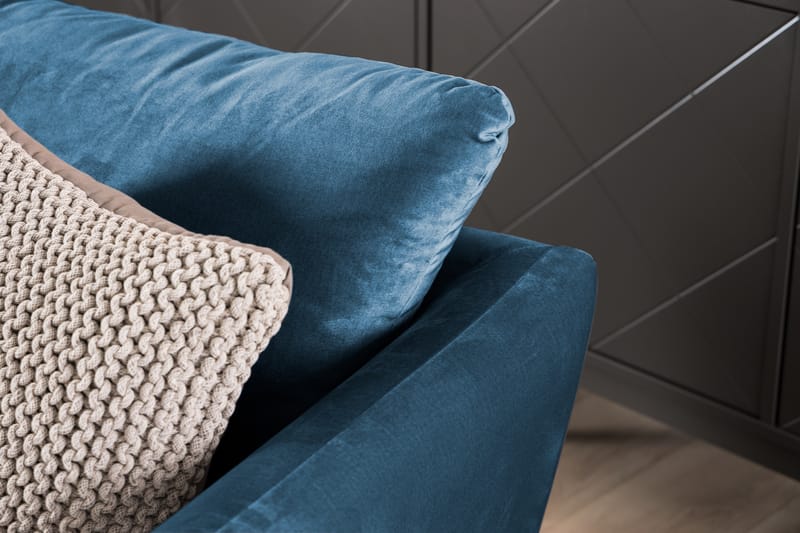 Trend 3-seters Fløyelssofa - Blå - Møbler - Sofaer - Fløyel sofaer