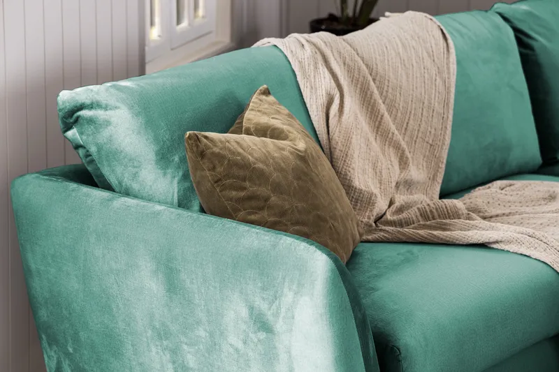 Trend 3-seters Fløyelssofa - Grønn - Møbler - Sofaer - Fløyel sofaer