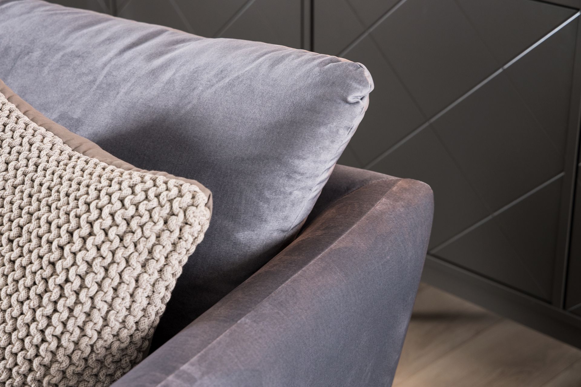 Trend 3-seters Fløyelssofa - Lys grå - Møbler - Sofaer - Fløyel sofaer