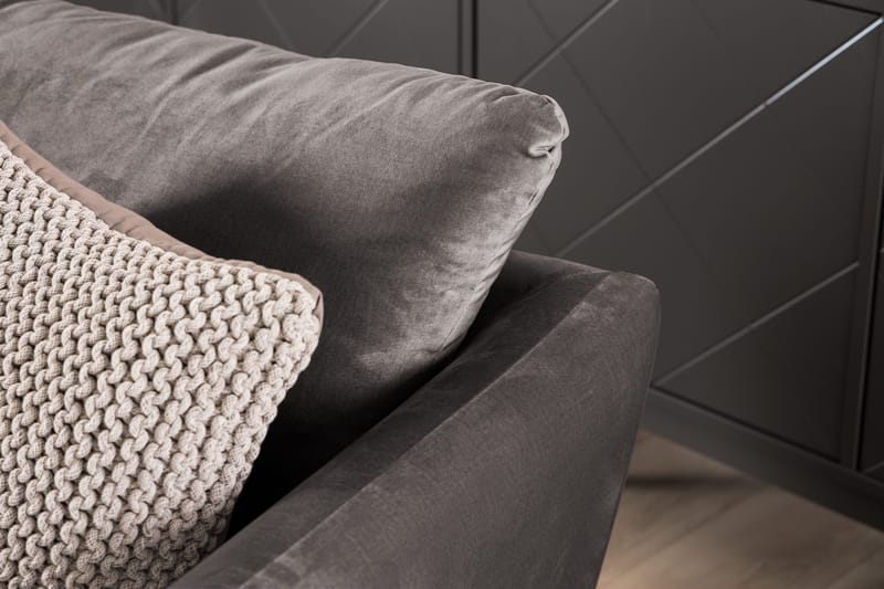 Trend 3-seters Fløyelssofa - Mørk grå - Møbler - Sofaer - Fløyel sofaer