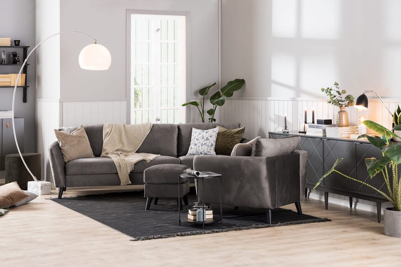 Trend 3-seters Fløyelssofa - Mørkegrå - Møbler - Sofaer - Fløyel sofaer