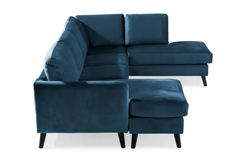 Trend 4-seters Høyrevendt U-formet Sofa med Divan og Sjeselong i Fløyel - Blå - Møbler - Sofaer - Fløyel sofaer