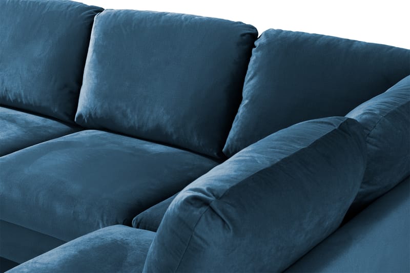 Trend 4-seters Høyrevendt U-formet Sofa med Divan og Sjeselong i Fløyel - Blå - Møbler - Sofaer - Fløyel sofaer