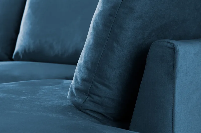 Trend 4-seters Høyrevendt U-formet Sofa med Divan og Sjeselong i Fløyel - Blå - Møbler - Sofaer - Fløyel sofaer