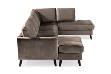 Trend 4-seters Høyrevendt U-formet Sofa med Divan og Sjeselong i Fløyel - Brun - Møbler - Sofaer - Fløyel sofaer