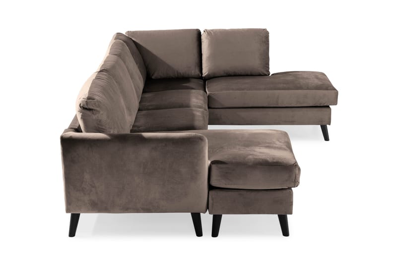 Trend 4-seters Høyrevendt U-formet Sofa med Divan og Sjeselong i Fløyel - Brun - Møbler - Sofaer - Fløyel sofaer