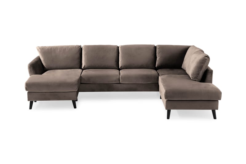 Trend 4-seters Høyrevendt U-formet Sofa med Divan og Sjeselong i Fløyel - Brun - Møbler - Sofaer - Fløyel sofaer