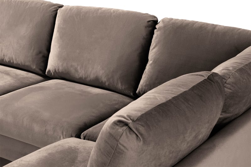 Trend 4-seters Høyrevendt U-formet Sofa med Divan og Sjeselong i Fløyel - Brun - Møbler - Sofaer - Fløyel sofaer