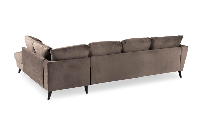 Trend 4-seters Høyrevendt U-formet Sofa med Divan og Sjeselong i Fløyel - Brun - Møbler - Sofaer - Fløyel sofaer