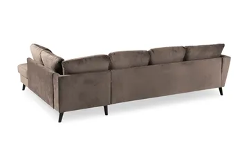 Trend 4-seters Høyrevendt U-formet Sofa med Divan og Sjeselong i Fløyel - Brun - Møbler - Sofaer - Fløyel sofaer