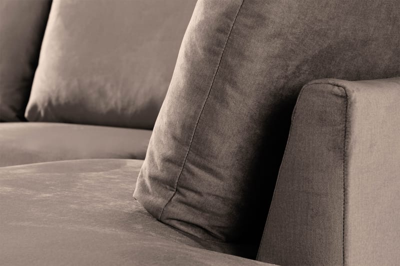 Trend 4-seters Høyrevendt U-formet Sofa med Divan og Sjeselong i Fløyel - Brun - Møbler - Sofaer - Fløyel sofaer