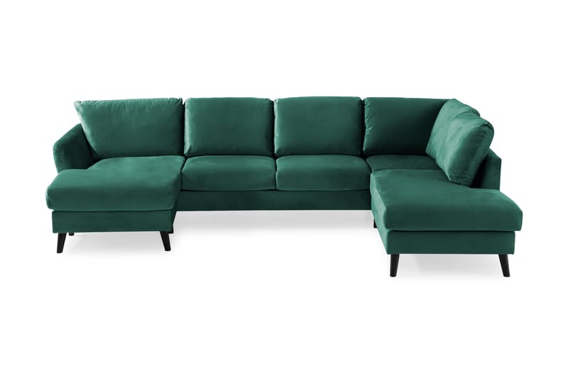 Trend 4-seters Høyrevendt U-formet Sofa med Divan og Sjeselong i Fløyel - Grønn - Møbler - Sofaer - Fløyel sofaer