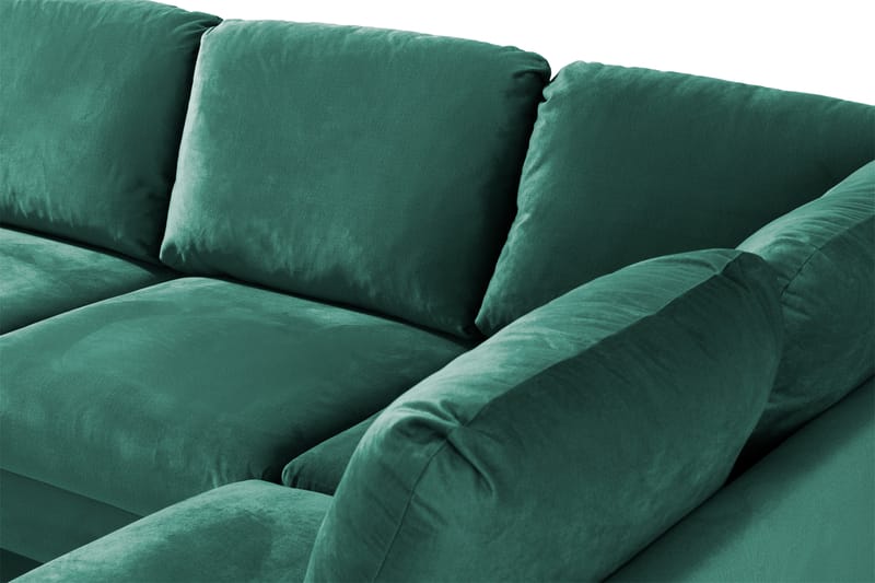 Trend 4-seters Høyrevendt U-formet Sofa med Divan og Sjeselong i Fløyel - Grønn - Møbler - Sofaer - Fløyel sofaer