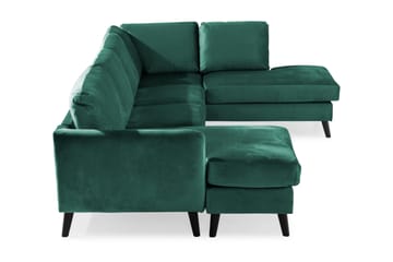 Trend 4-seters Høyrevendt U-formet Sofa med Divan og Sjeselong i Fløyel - Grønn - Møbler - Sofaer - Fløyel sofaer