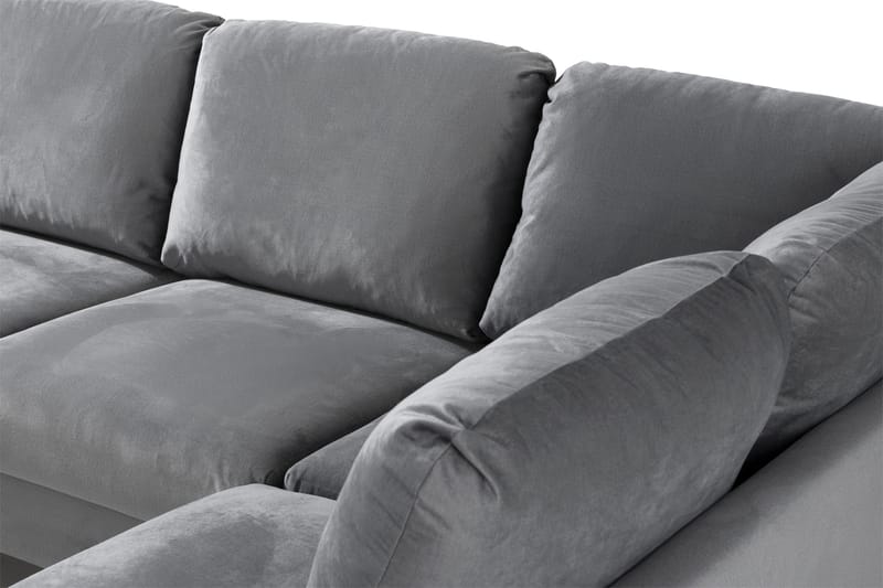 Trend 4-seters Høyrevendt U-formet Sofa med Divan og Sjeselong i Fløyel - Lys grå - Møbler - Sofaer - Fløyel sofaer