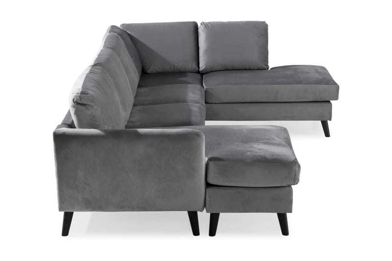 Trend 4-seters Høyrevendt U-formet Sofa med Divan og Sjeselong i Fløyel - Lys grå - Møbler - Sofaer - Fløyel sofaer