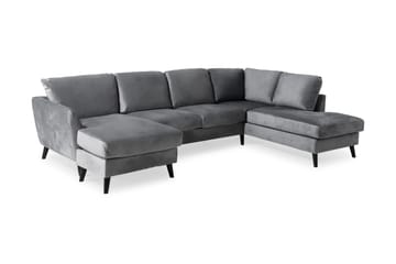 Trend 4-seters Høyrevendt U-formet Sofa med Divan og Sjeselong i Fløyel - Lysegrå - Møbler - Sofaer - Fløyel sofaer
