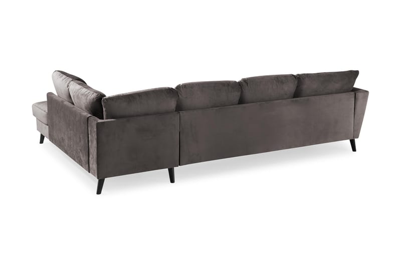 Trend 4-seters Høyrevendt U-formet Sofa med Divan og Sjeselong i Fløyel - Mørk grå - Møbler - Sofaer - Fløyel sofaer