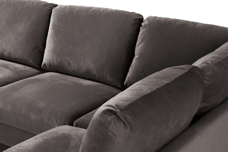 Trend 4-seters Høyrevendt U-formet Sofa med Divan og Sjeselong i Fløyel - Mørk grå - Møbler - Sofaer - Fløyel sofaer