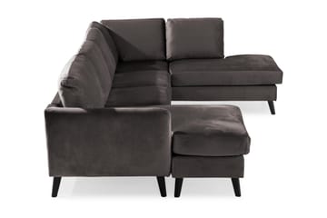Trend 4-seters Høyrevendt U-formet Sofa med Divan og Sjeselong i Fløyel - Mørkegrå - Møbler - Sofaer - Fløyel sofaer