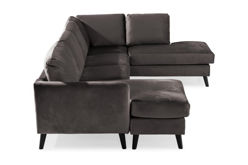 Trend 4-seters Høyrevendt U-formet Sofa med Divan og Sjeselong i Fløyel - Mørkegrå - Møbler - Sofaer - Fløyel sofaer