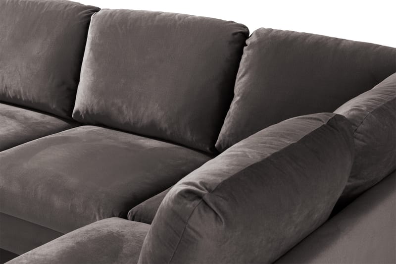 Trend 4-seters Høyrevendt U-formet Sofa med Divan og Sjeselong i Fløyel - Mørkegrå - Møbler - Sofaer - Fløyel sofaer