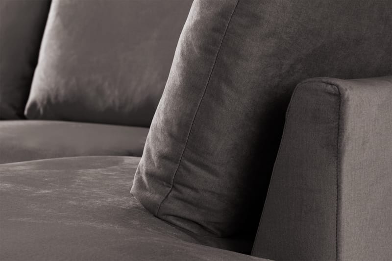 Trend 4-seters Høyrevendt U-formet Sofa med Divan og Sjeselong i Fløyel - Mørkegrå - Møbler - Sofaer - Fløyel sofaer