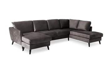 Trend 4-seters Høyrevendt U-formet Sofa med Divan og Sjeselong i Fløyel - Mørkegrå - Møbler - Sofaer - Fløyel sofaer