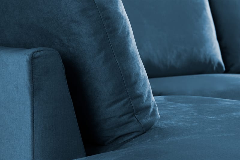 Trend 4-seters Venstrevendt U-formet Sofa med Divan og Sjeselong i Fløyel - Blå - Møbler - Sofaer - Fløyel sofaer