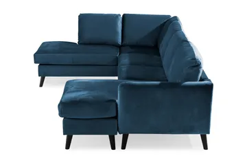 Trend 4-seters Venstrevendt U-formet Sofa med Divan og Sjeselong i Fløyel - Blå - Møbler - Sofaer - Fløyel sofaer