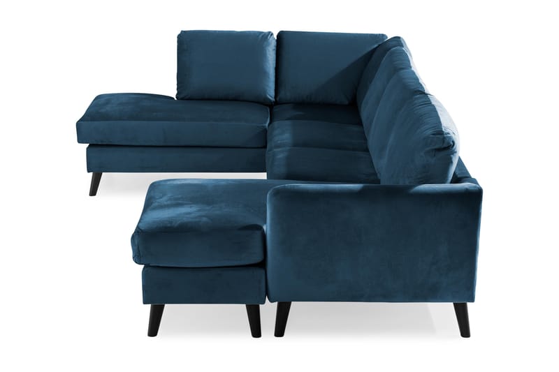 Trend 4-seters Venstrevendt U-formet Sofa med Divan og Sjeselong i Fløyel - Blå - Møbler - Sofaer - Fløyel sofaer