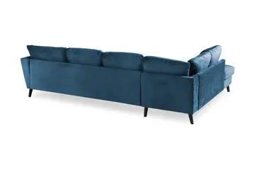 Trend 4-seters Venstrevendt U-formet Sofa med Divan og Sjeselong i Fløyel - Blå - Møbler - Sofaer - Fløyel sofaer