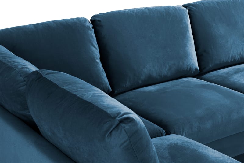 Trend 4-seters Venstrevendt U-formet Sofa med Divan og Sjeselong i Fløyel - Blå - Møbler - Sofaer - Fløyel sofaer