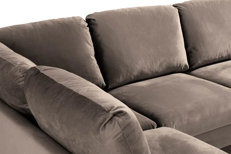 Trend 4-seters Venstrevendt U-formet Sofa med Divan og Sjeselong i Fløyel - Brun - Møbler - Sofaer - Fløyel sofaer
