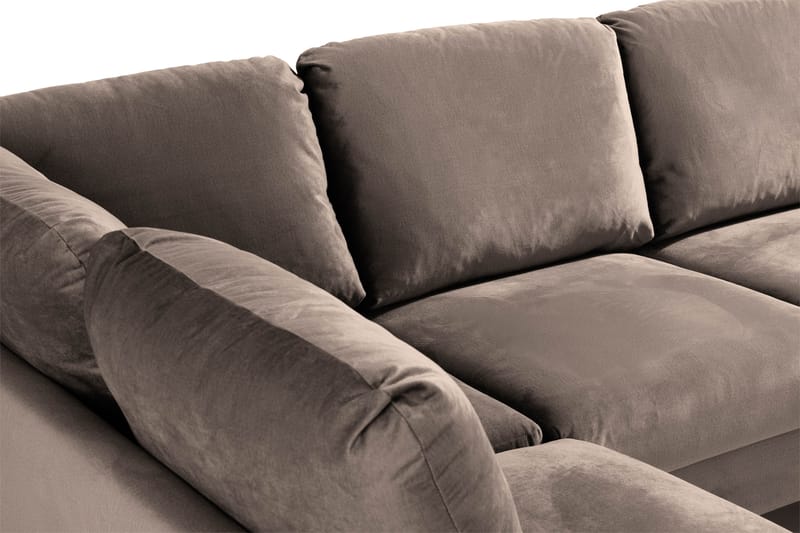 Trend 4-seters Venstrevendt U-formet Sofa med Divan og Sjeselong i Fløyel - Brun - Møbler - Sofaer - Fløyel sofaer