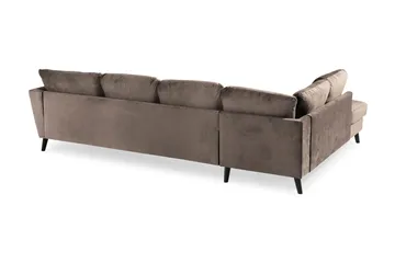 Trend 4-seters Venstrevendt U-formet Sofa med Divan og Sjeselong i Fløyel - Brun - Møbler - Sofaer - Fløyel sofaer