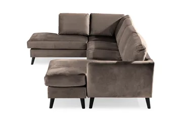 Trend 4-seters Venstrevendt U-formet Sofa med Divan og Sjeselong i Fløyel - Brun - Møbler - Sofaer - Fløyel sofaer