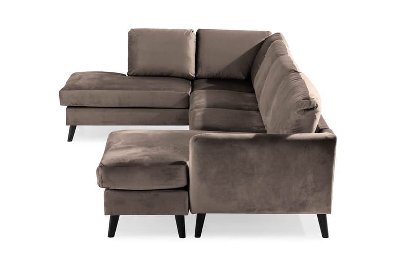 Trend 4-seters Venstrevendt U-formet Sofa med Divan og Sjeselong i Fløyel - Brun - Møbler - Sofaer - Fløyel sofaer